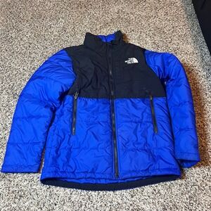 The North Face Puffer‎ Jacket Winter Coat Full Zip Blue Black Youth L